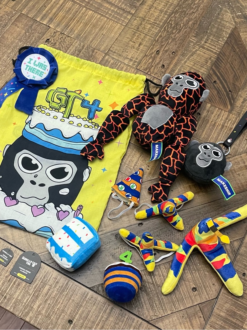 the Official Makeship Gorilla Tag 4th Birthday "Tagged Monke" Plush Bundle